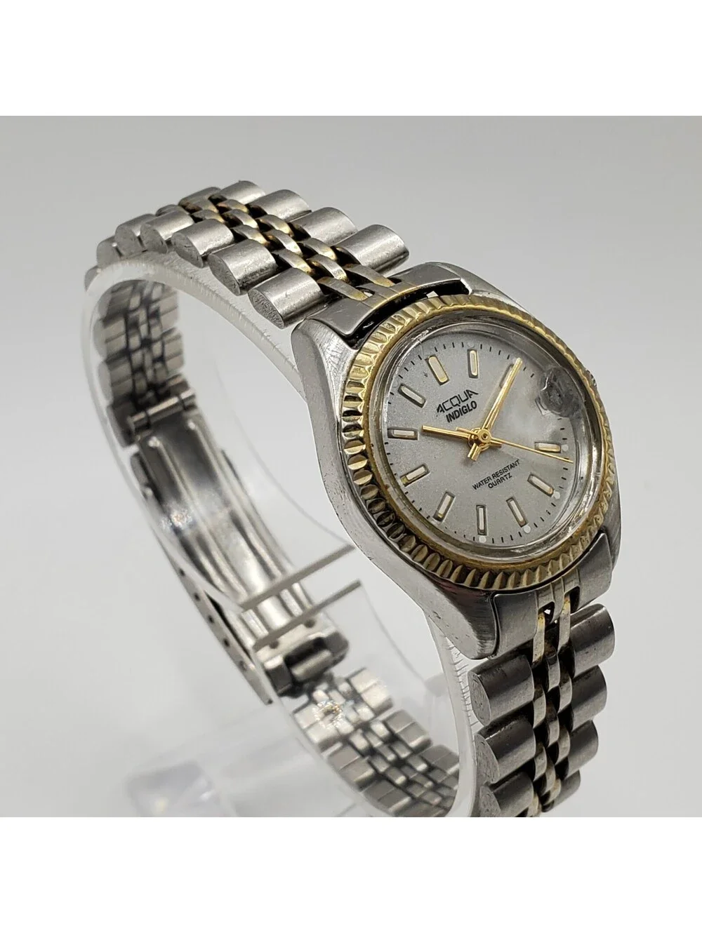 1999 Timex Acqua Indiglo Women 25mm Watch  Two-Tone Date Dial New Battery
